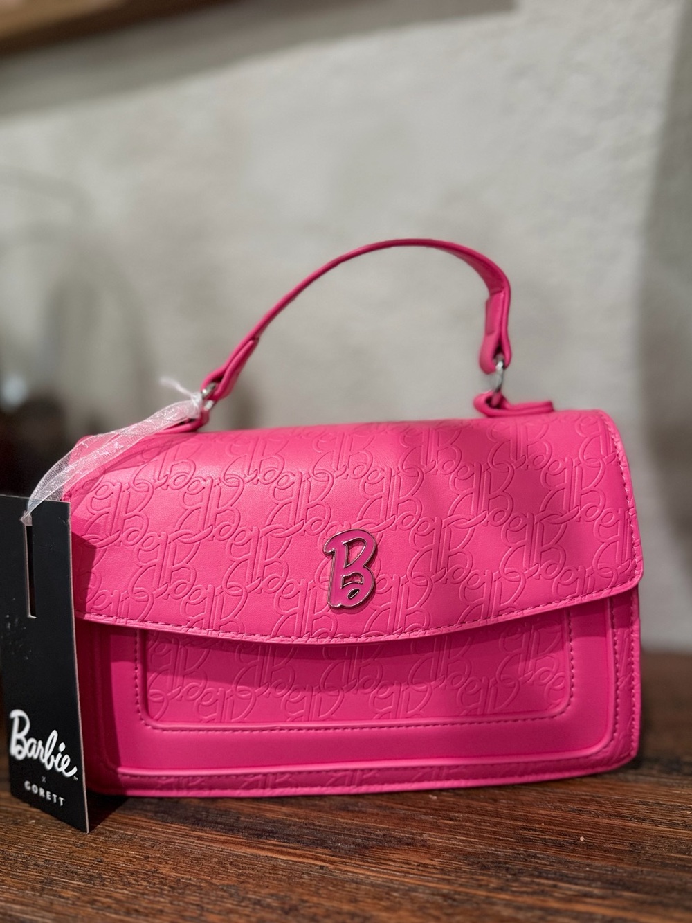 Barbie Hot Pink Embossed Mini Top-Handle Bag - Picture 10 of 17
